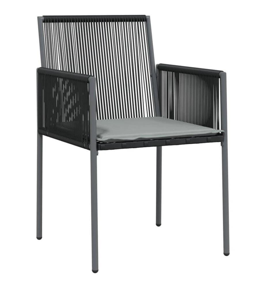 7-tlg. Garten-Essgruppe mit Kissen Schwarz Poly Rattan & Stahl