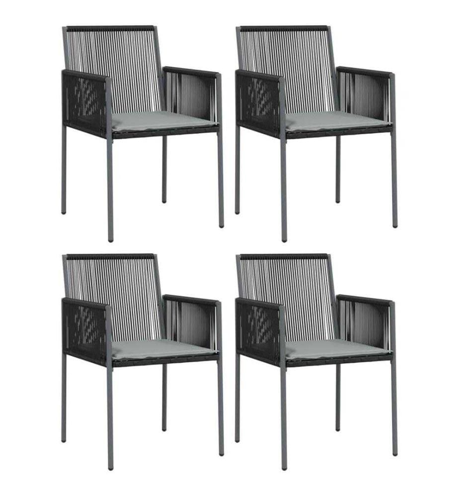 5-tlg. Garten-Essgruppe mit Kissen Schwarz Poly Rattan & Stahl