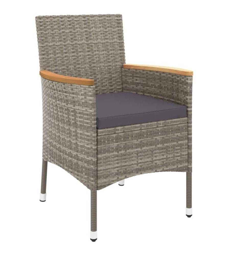 9-tlg. Garten-Essgruppe mit Kissen Grau Poly Rattan