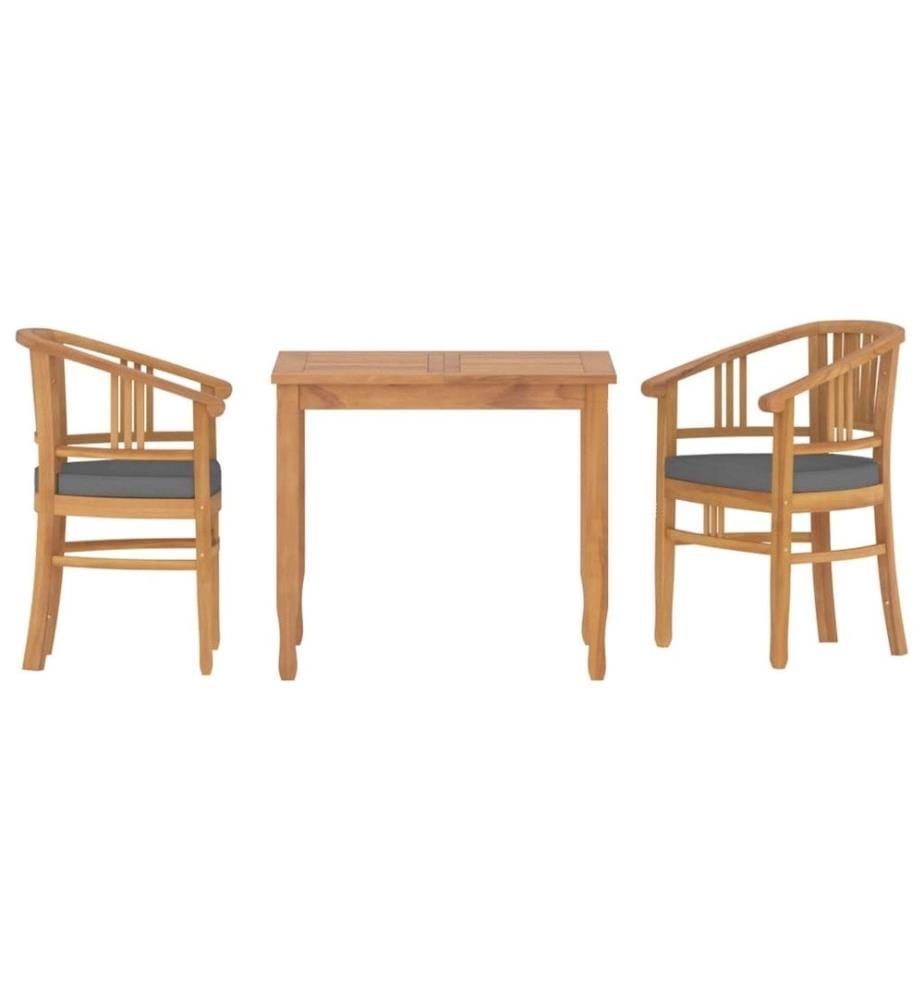 Ensemble à dîner de jardin 3 pcs Bois de teck massif