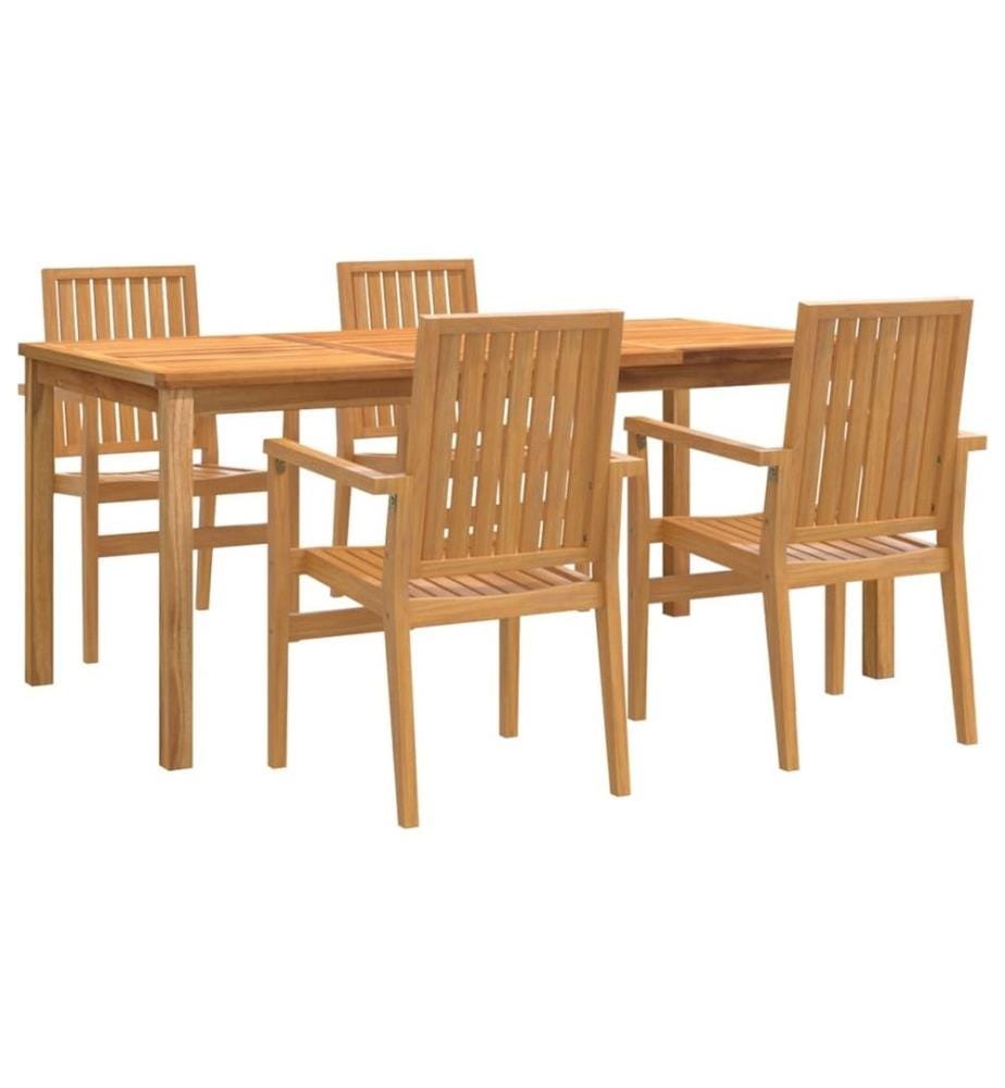 Ensemble à dîner de jardin 5 pcs Bois de teck massif