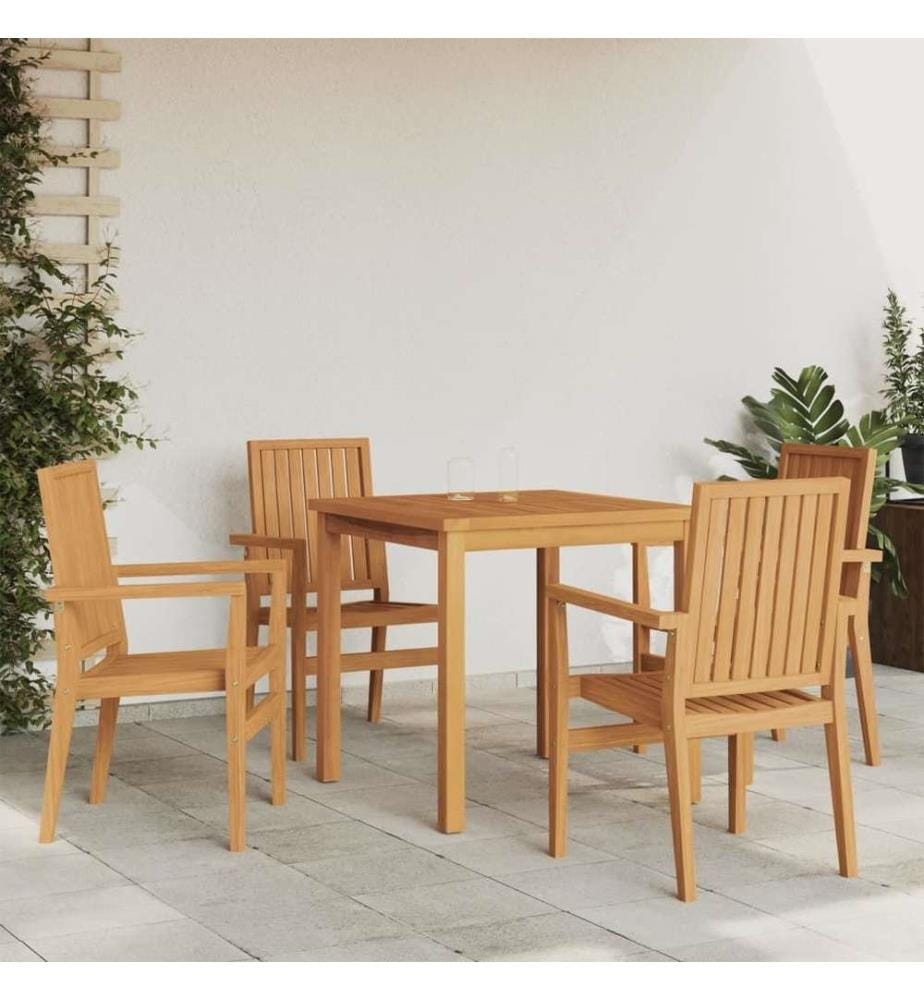 Ensemble à dîner de jardin 5 pcs Bois de teck massif