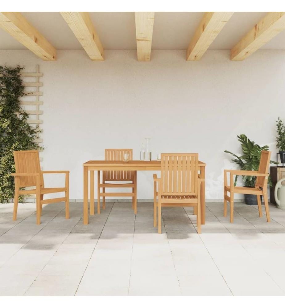 Ensemble à dîner de jardin 5 pcs Bois de teck massif