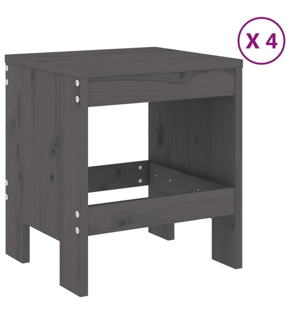 Ensemble à dîner de jardin 5 pcs gris bois massif de pin