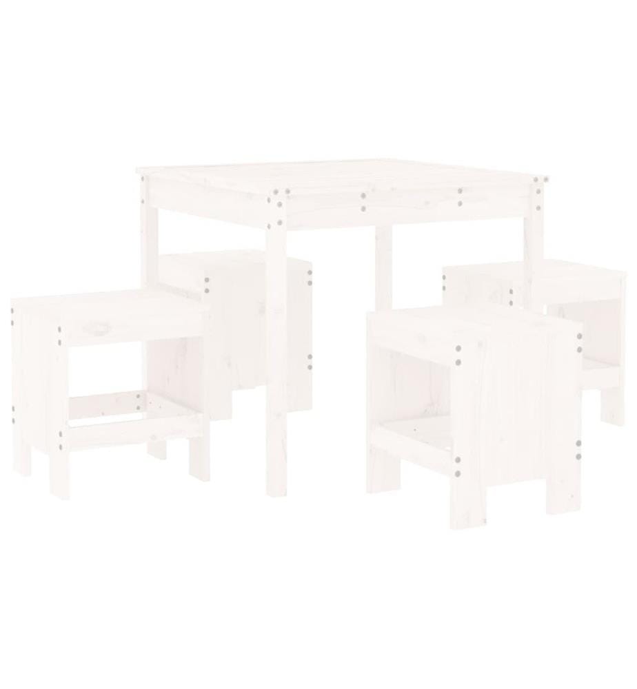 Ensemble à dîner de jardin 5 pcs blanc bois massif de pin