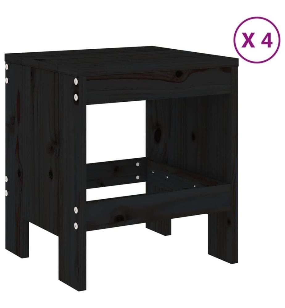 Ensemble à dîner de jardin 5 pcs noir bois massif de pin