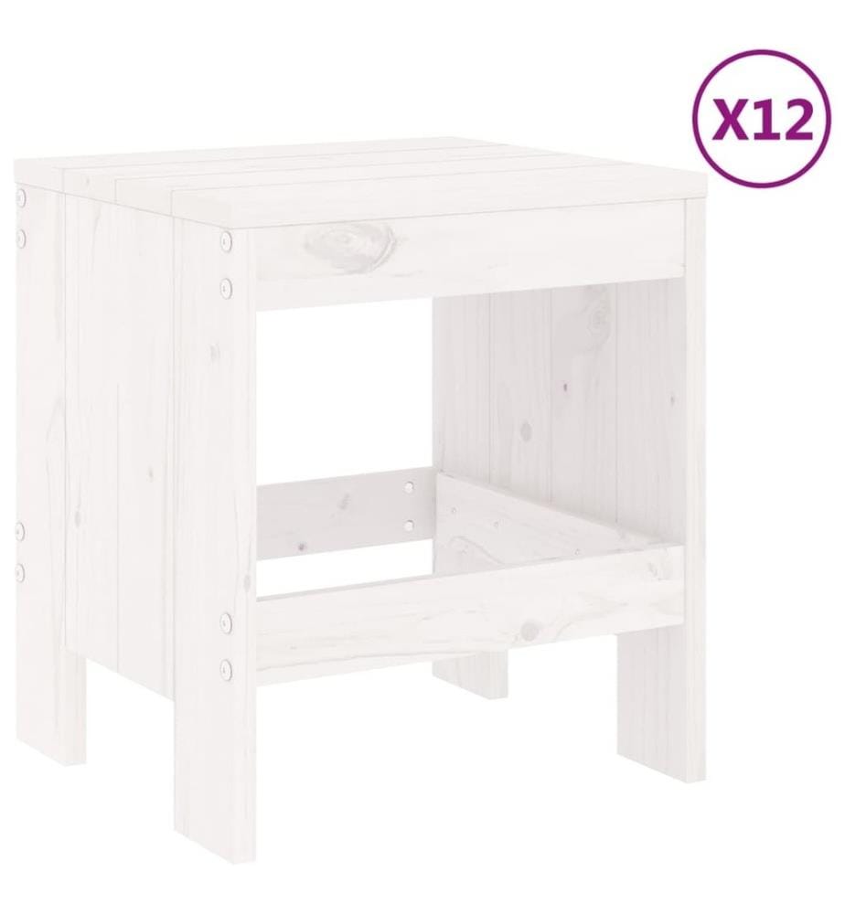 Ensemble à dîner de jardin 13 pcs blanc bois de pin massif