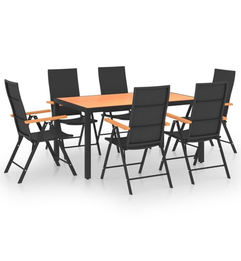7-tlg. Garten-Essgruppe Schwarz und Braun