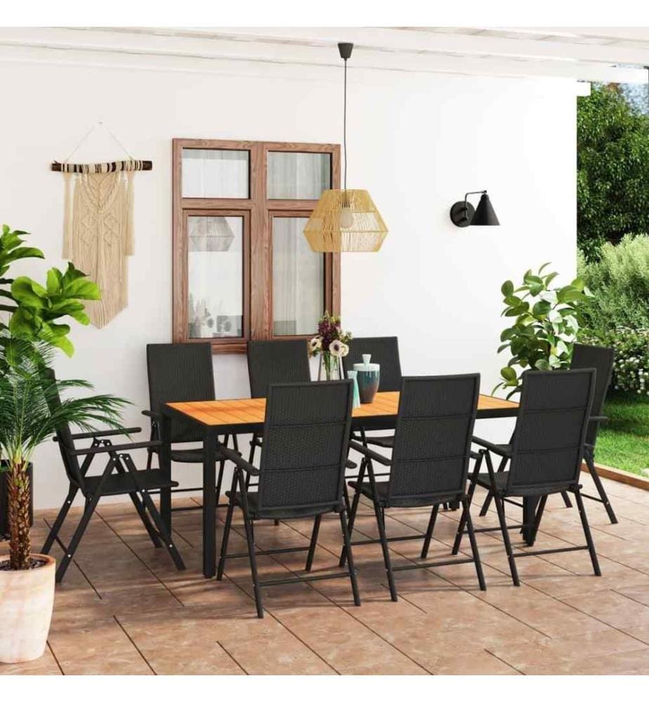 9-tlg. Garten-Essgruppe Schwarz und Braun