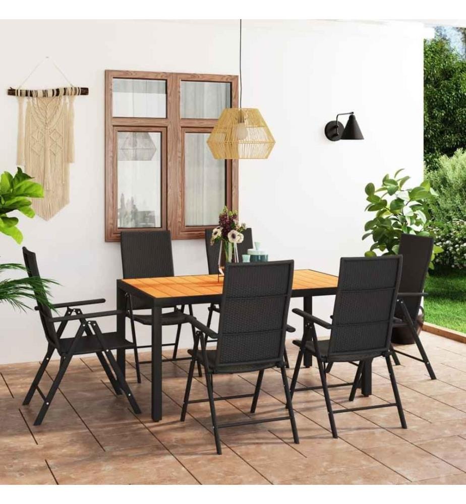 7-tlg. Garten-Essgruppe Schwarz und Braun