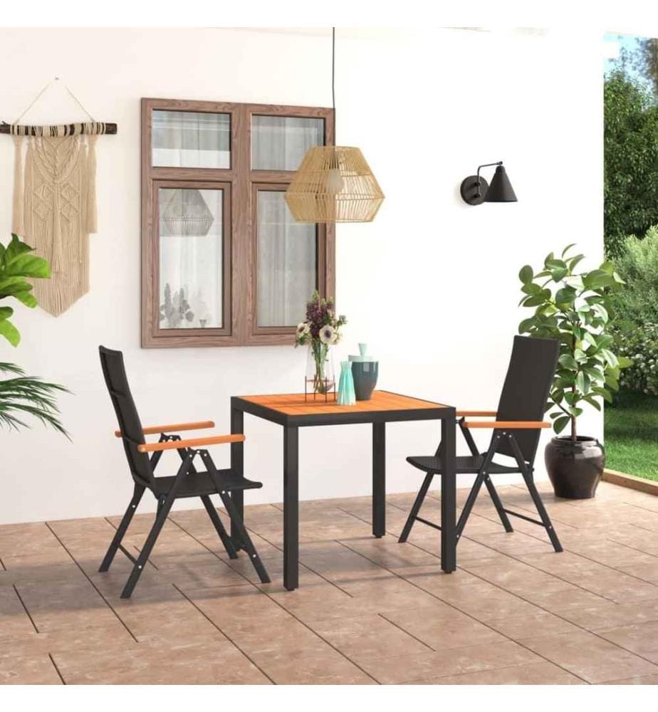 3-tlg. Garten-Essgruppe Schwarz und Braun