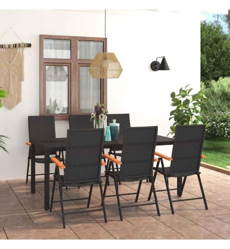 7-tlg. Garten-Essgruppe Schwarz und Braun