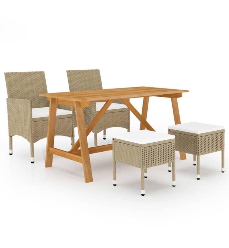 Ensemble de salle à manger de jardin 5 pcs Beige