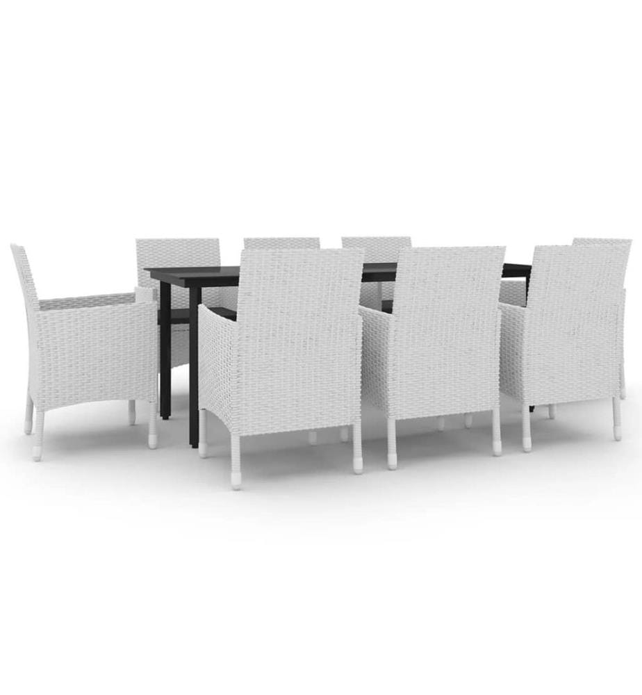 9-tlg. Garten-Essgruppe mit Auflagen Poly Rattan und Glas