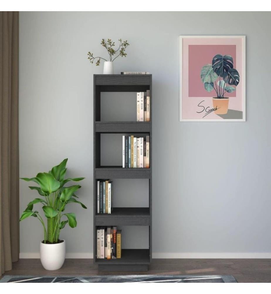 Bücherregal/Raumteiler Grau 40x35x135 cm Massivholz Kiefer