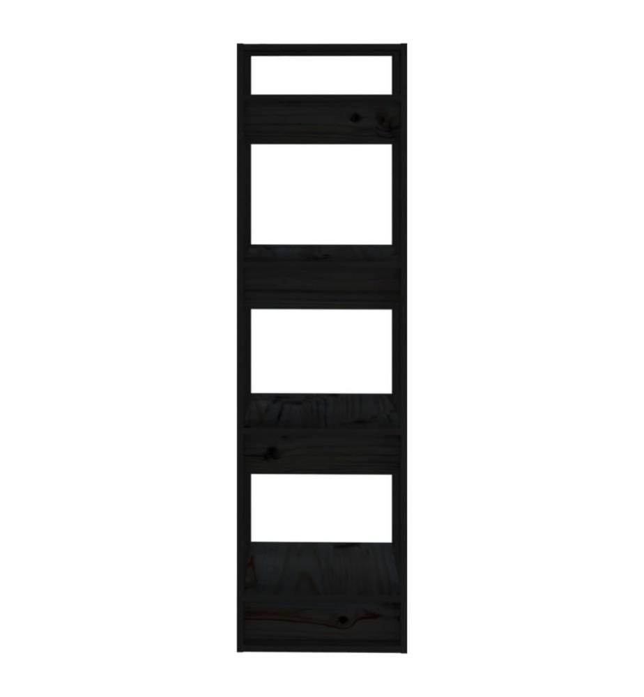 Bücherregal/Raumteiler Schwarz 41x35x125 cm Massivholz Kiefer