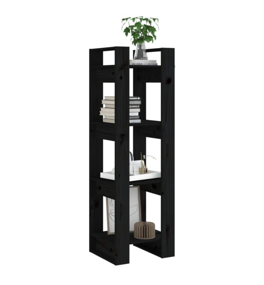 Bücherregal/Raumteiler Schwarz 41x35x125 cm Massivholz Kiefer