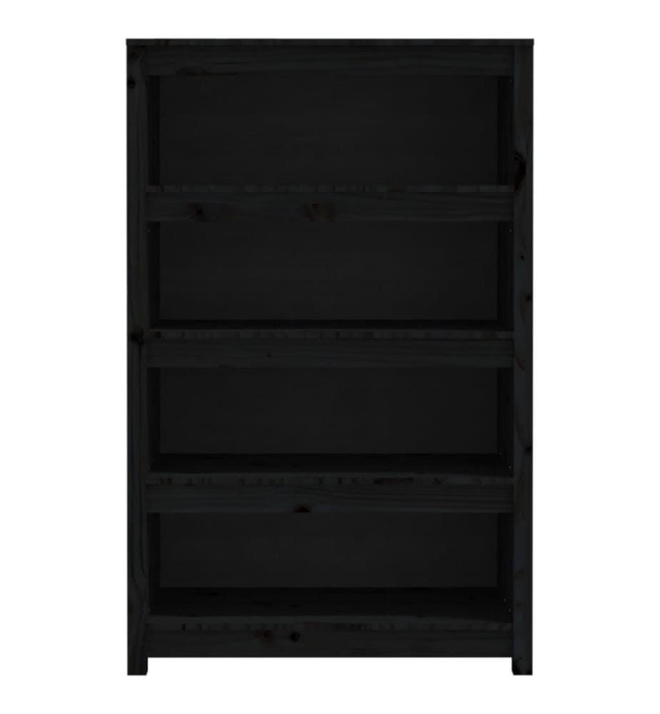 Bibliothèque Noir 80x35x126 cm Bois de pin massif