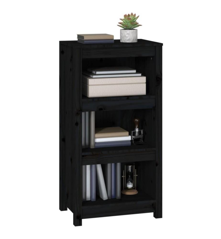 Bücherregal Schwarz 50x35x97 cm Massivholz Kiefer