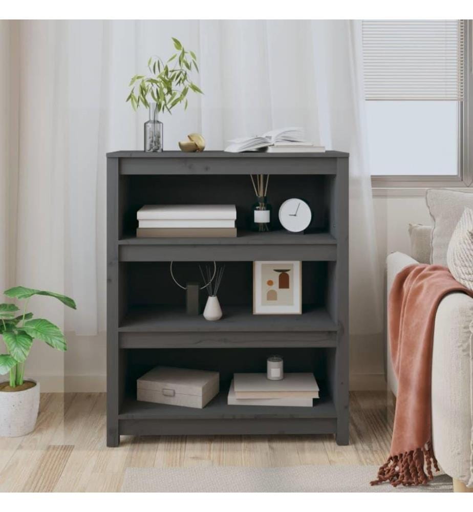 Bücherregal Grau 80x35x97 cm Massivholz Kiefer