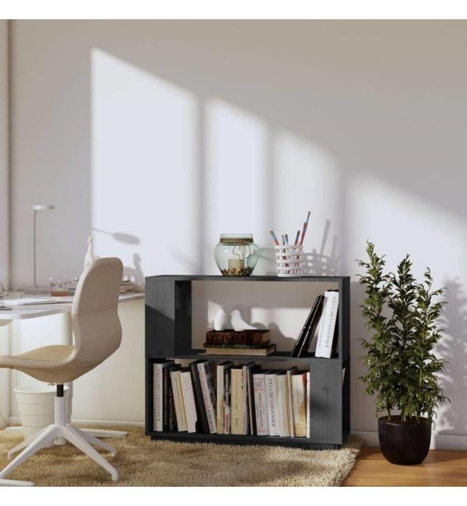 Bücherregal/Raumteiler Grau 80x25x70 cm Massivholz Kiefer