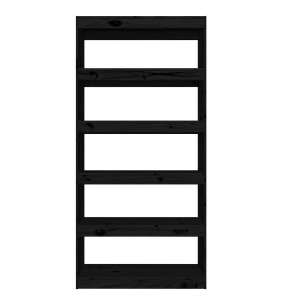 Bibliothèque/Séparateur de pièce Noir 80x30x167,4 cm Pin solide