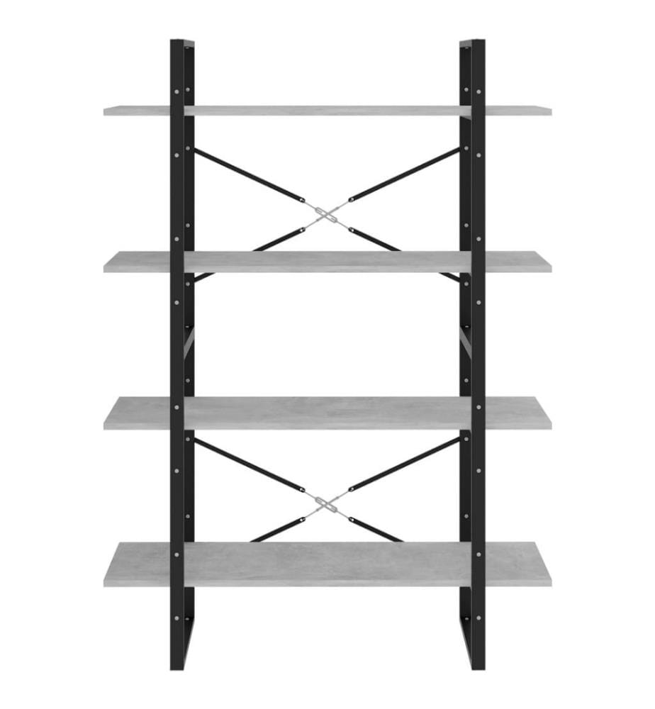 Bücherregal 4 Fächer Betongrau 100x30x140 cm Holzwerkstoff