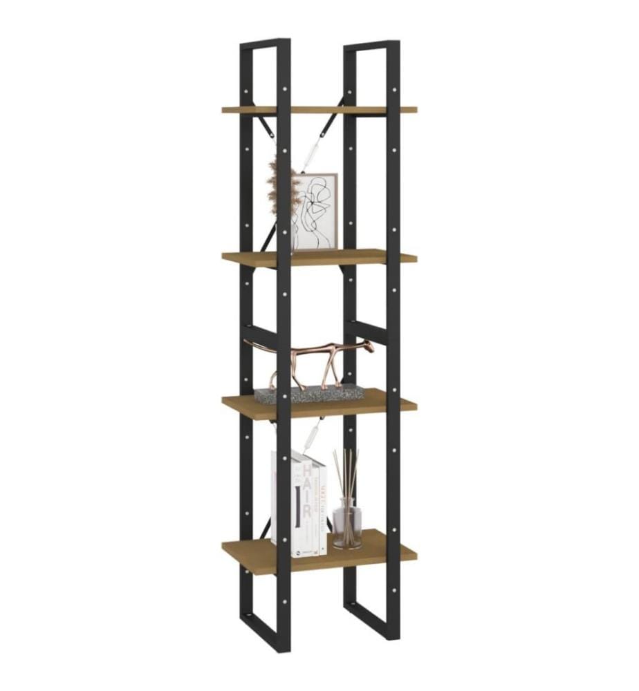 Bücherregal 4 Fächer Braun 40x30x140 cm Kiefer Massivholz