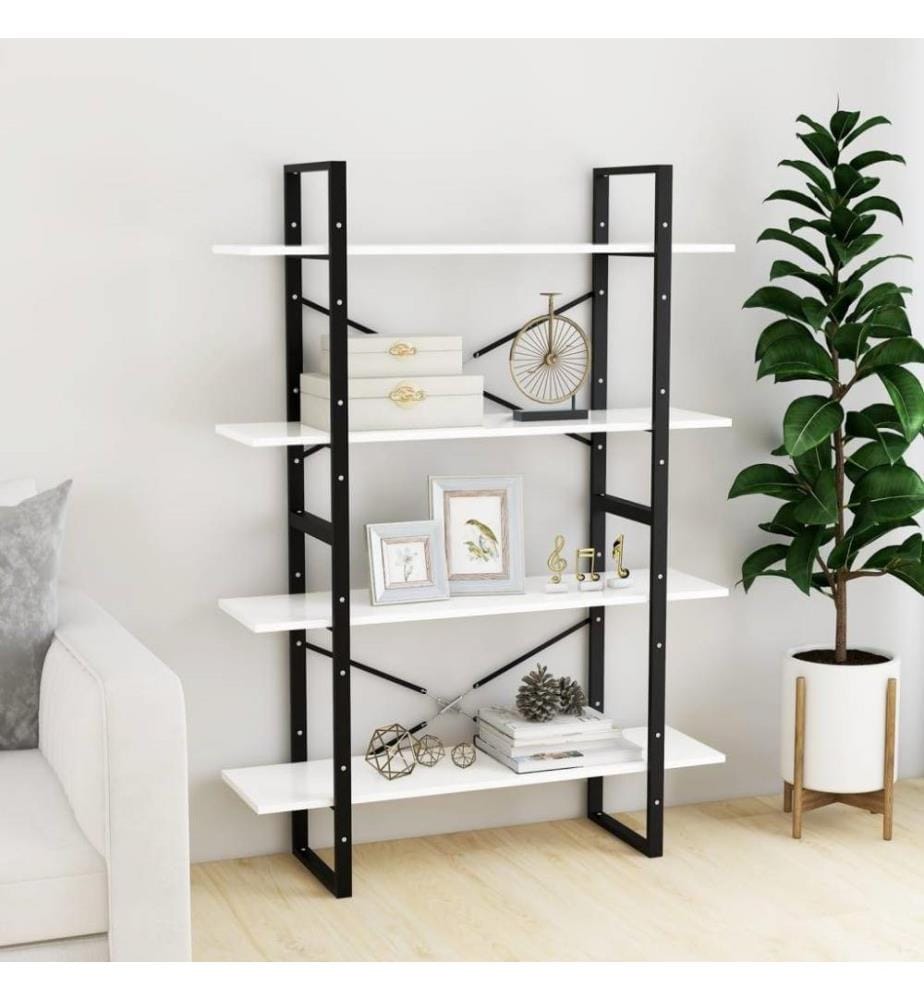 Bücherregal 4 Fächer Weiss 100x30x140 cm Holzwerkstoff