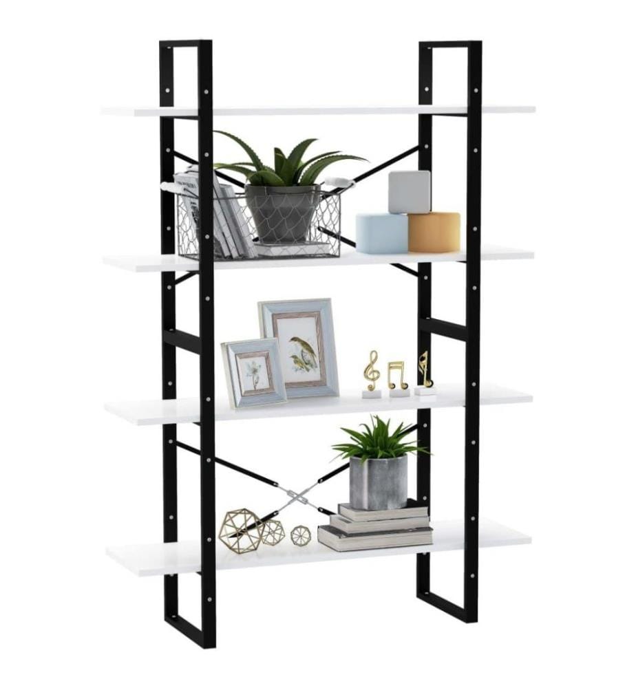 Bücherregal 4 Fächer Weiss 100x30x140 cm Holzwerkstoff