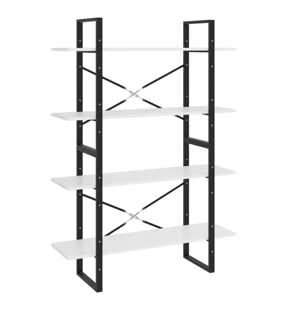 Bücherregal 4 Fächer Weiss 100x30x140 cm Holzwerkstoff