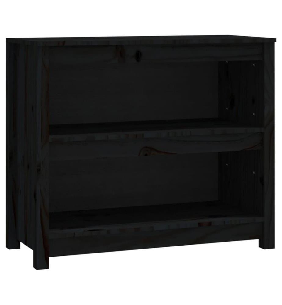 Bücherregal Schwarz 80x35x68 cm Massivholz Kiefer