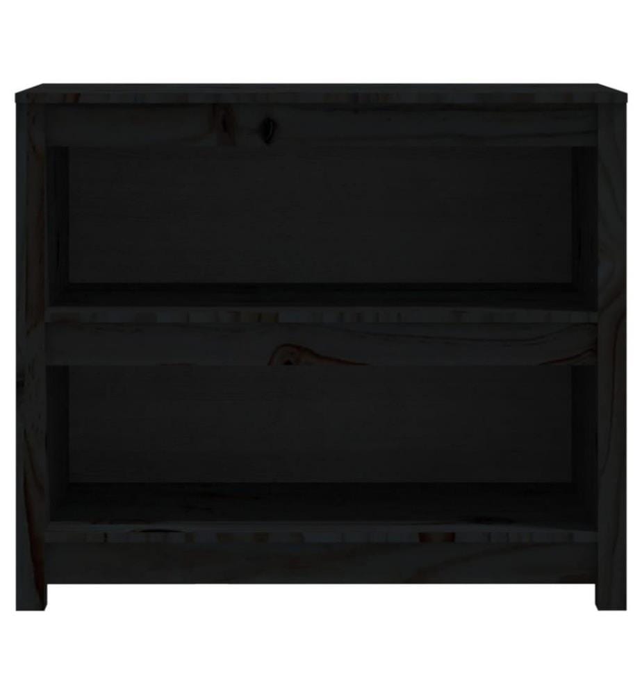 Bücherregal Schwarz 80x35x68 cm Massivholz Kiefer