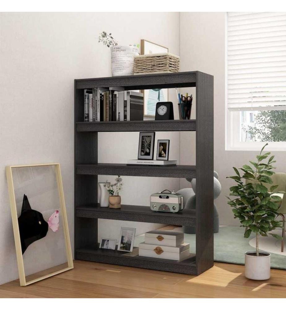 Bücherregal/Raumteiler Grau 100x30x135,5cm Kiefer Massivholz