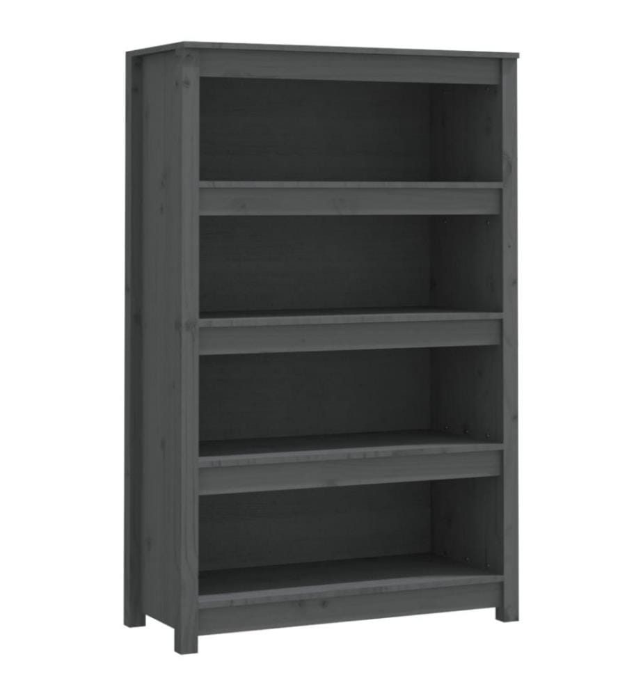 Bibliothèque Gris 80x35x126 cm Bois de pin massif
