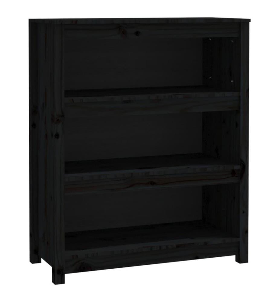 Bücherregal Schwarz 80x35x97 cm Massivholz Kiefer