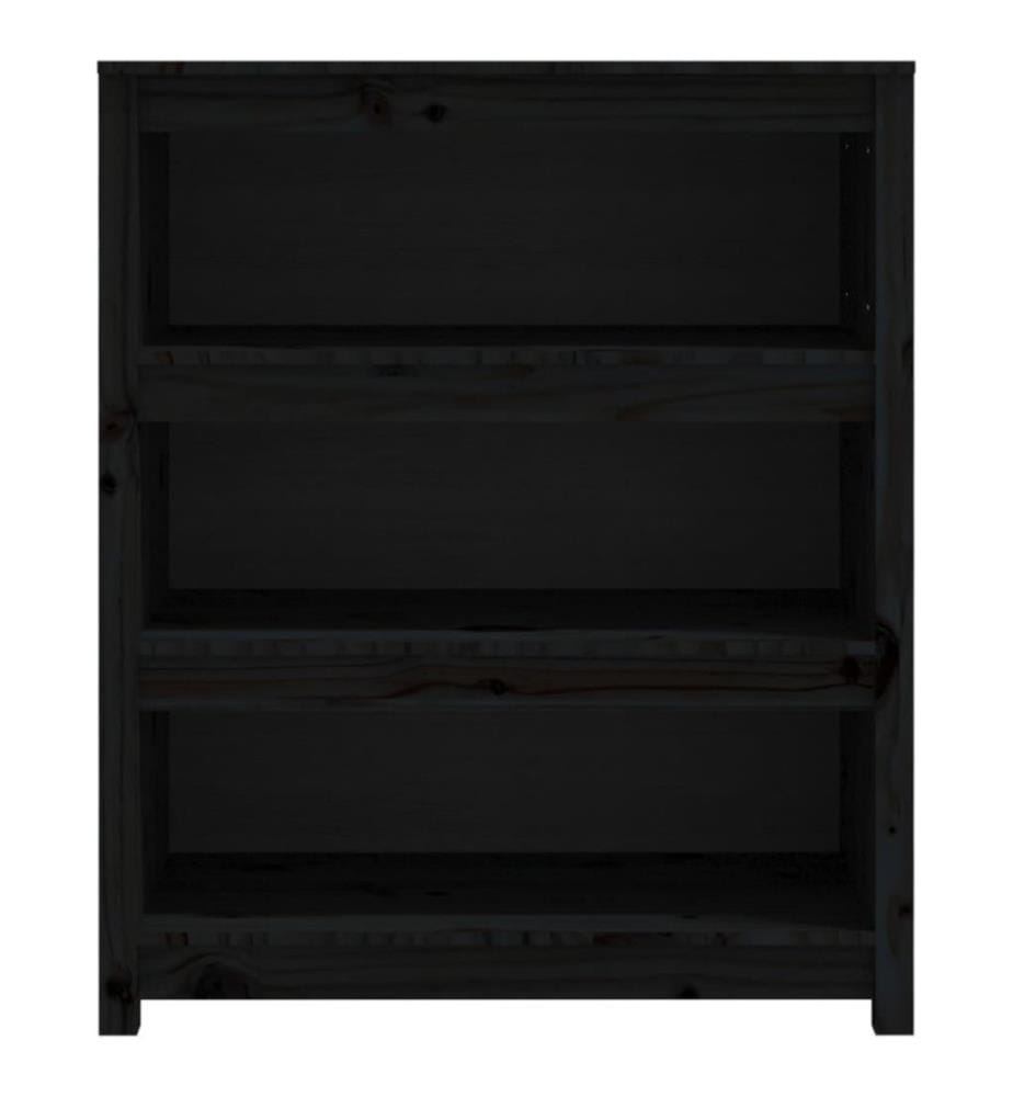 Bücherregal Schwarz 80x35x97 cm Massivholz Kiefer