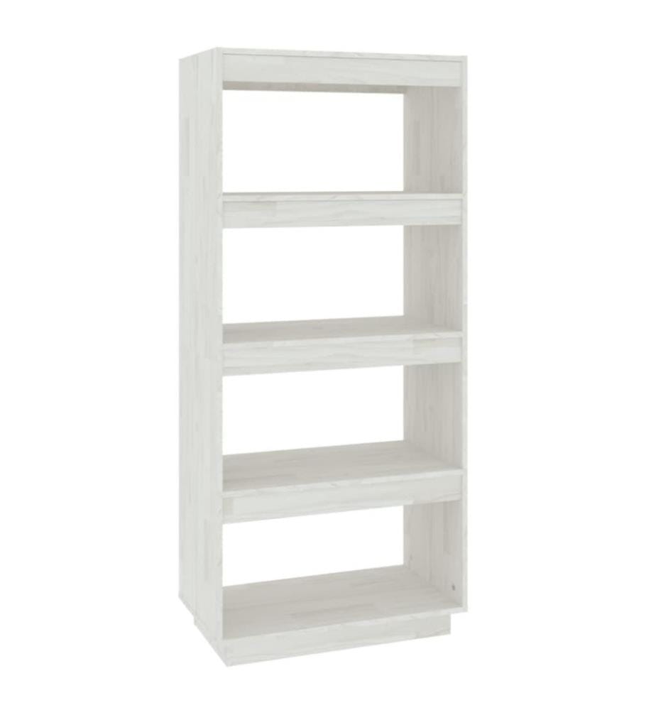 Bücherregal/Raumteiler Weiss 60x35x135 cm Massivholz Kiefer