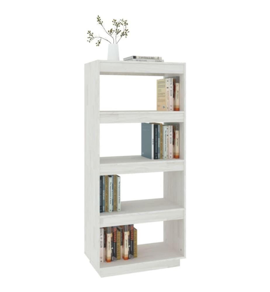 Bücherregal/Raumteiler Weiss 60x35x135 cm Massivholz Kiefer
