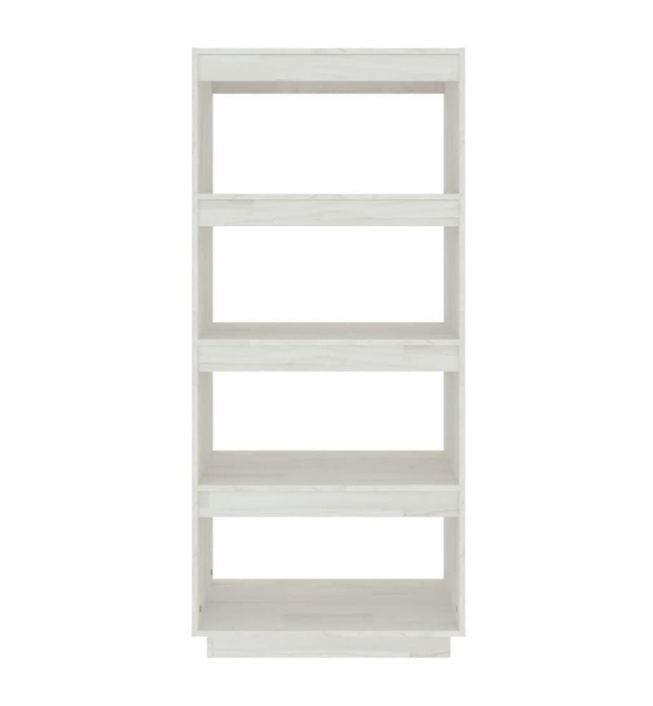 Bücherregal/Raumteiler Weiss 60x35x135 cm Massivholz Kiefer