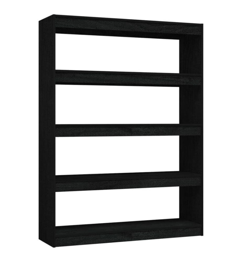 Bücherregal/Raumteiler Schwarz 100x30x135,5cm Kiefer Massivholz