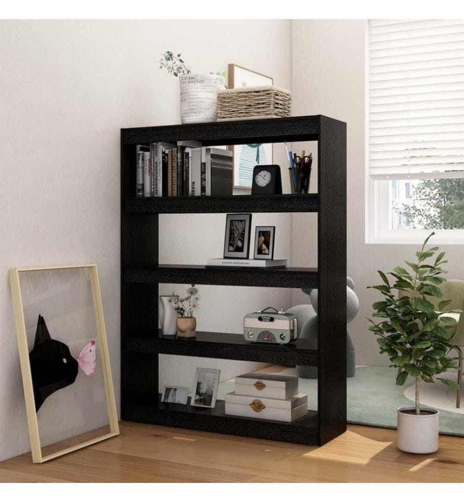 Bücherregal/Raumteiler Schwarz 100x30x135,5cm Kiefer Massivholz