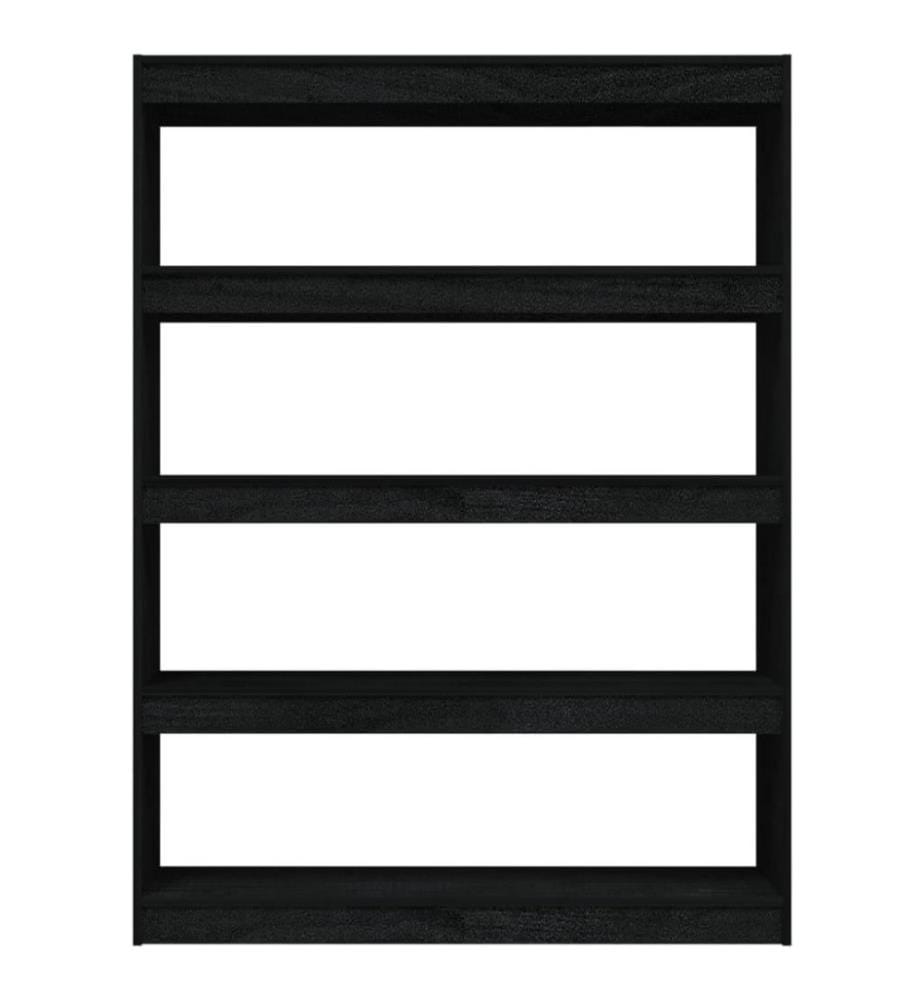 Bücherregal/Raumteiler Schwarz 100x30x135,5cm Kiefer Massivholz