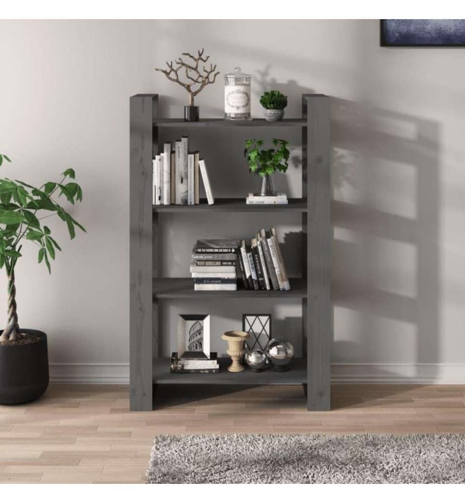 Bücherregal/Raumteiler Grau 80x35x125 cm Massivholz Kiefer