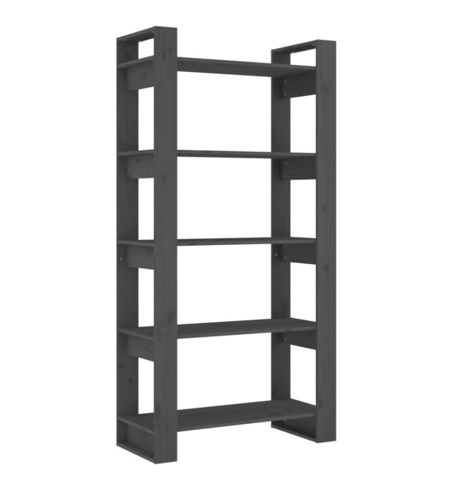 Bücherregal/Raumteiler Grau 80x35x160 cm Massivholz