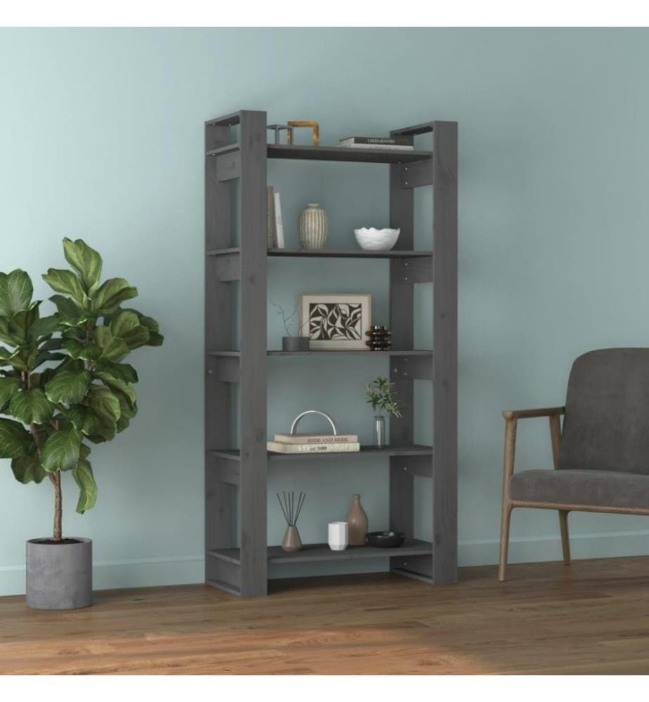 Bücherregal/Raumteiler Grau 80x35x160 cm Massivholz