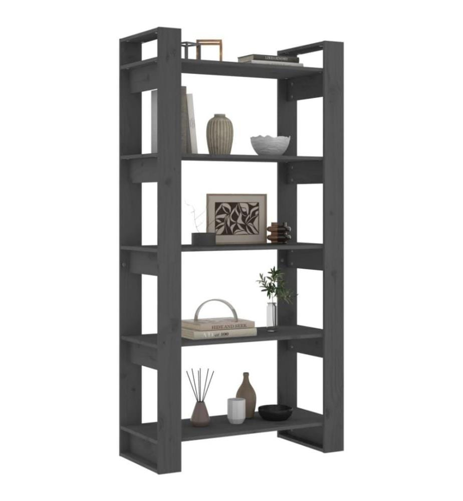 Bücherregal/Raumteiler Grau 80x35x160 cm Massivholz