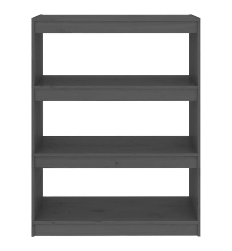 Bibliothèque/Séparateur de pièce Gris 80x30x103,5 cm Pin solide