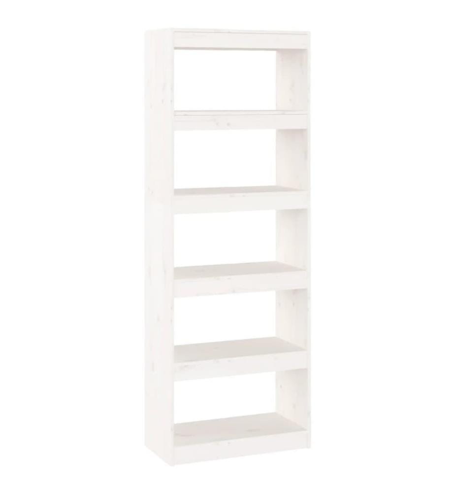 Bibliothèque/Cloison Blanc 60x30x167,5 cm Bois massif de pin