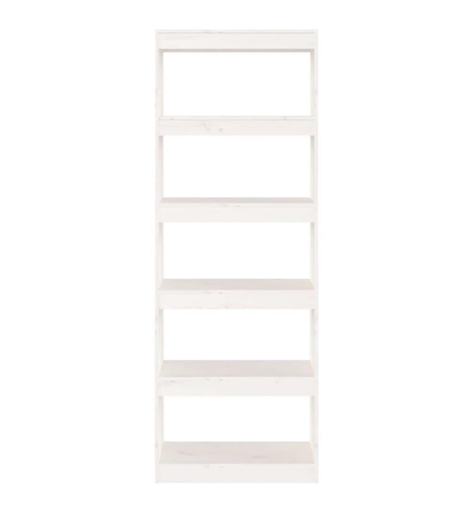 Bibliothèque/Cloison Blanc 60x30x167,5 cm Bois massif de pin